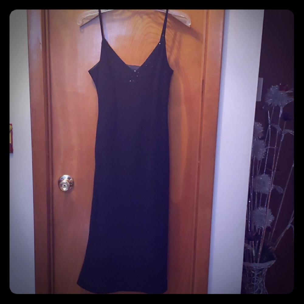 Black 3/4 length dress with beading
